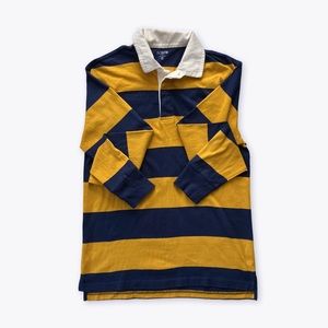 J Crew Men’s Long Sleeve Rugby Shirt Blue Yellow Stripe, Size Small